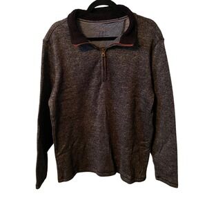 Weatherproof Vintage Heathered Herringbone Gray 1/4 Zip Pullover Men's XL